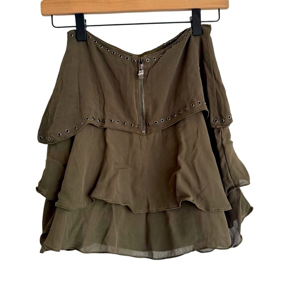Haute Hippie Grommet Silk Ruffled Mini Skirt Size XS - Picture 2 of 7